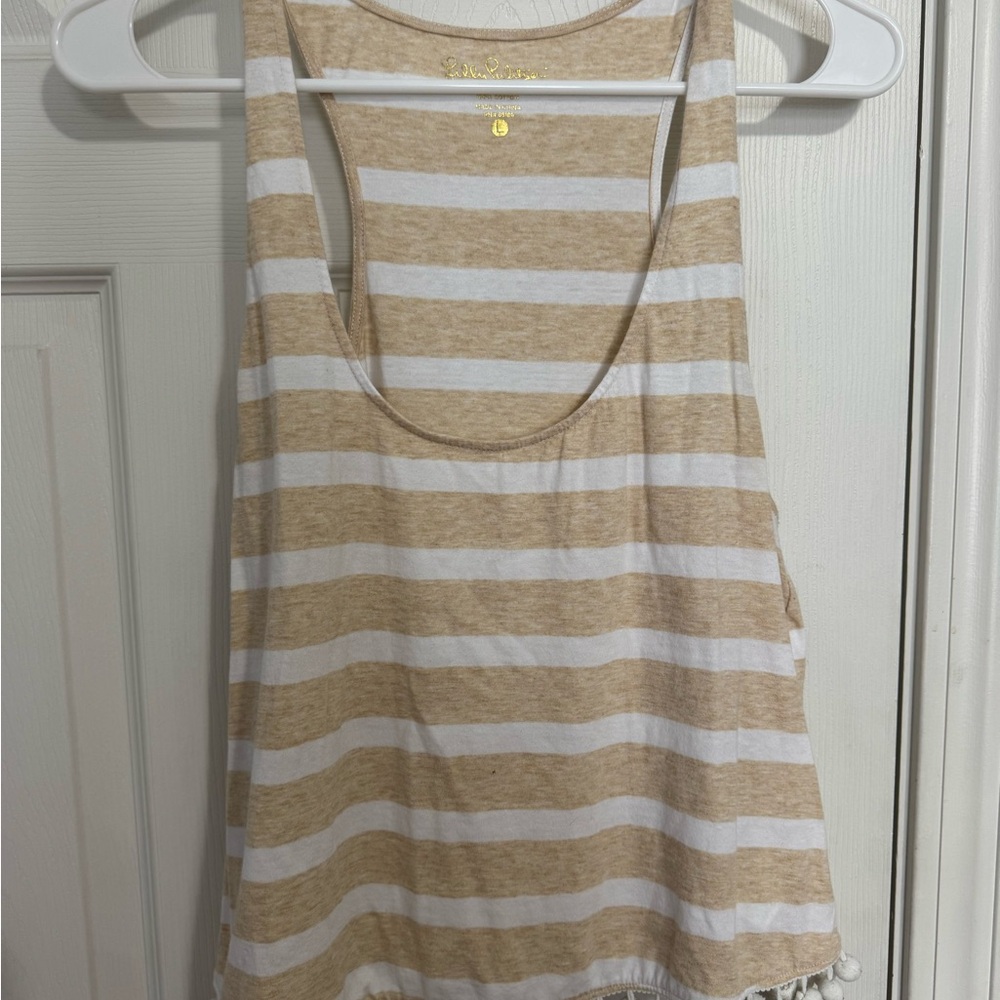 Lilly Pulitzer Tan and White Striped Top